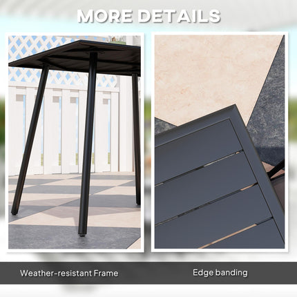 4 Seater Steel Frame Garden Table with Slat Top - Black