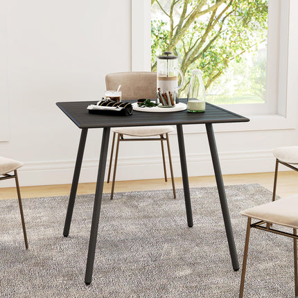 4 Seater Steel Frame Garden Table with Slat Top - Black