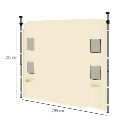 Replacement Gazebo Sidewall 195x295cm with Storage Pockets Oxford Fabric - Beige