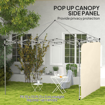 Replacement Gazebo Sidewall 195x295cm with Storage Pockets Oxford Fabric - Beige