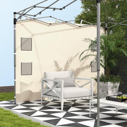 Replacement Gazebo Sidewall 195x295cm with Storage Pockets Oxford Fabric - Beige