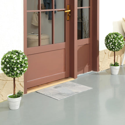 Set of 2 Decorative Artificial Ball Topiary Rose Plants with Pots 60cm - White