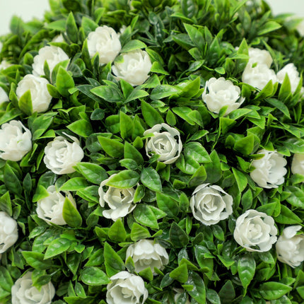 Set of 2 Decorative Artificial Ball Topiary Rose Plants with Pots 60cm - White