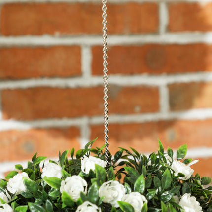 Set of 2 UV-Protected Artificial Topiary Rose Balls 28cm for Indoor Outdoor Decor - White