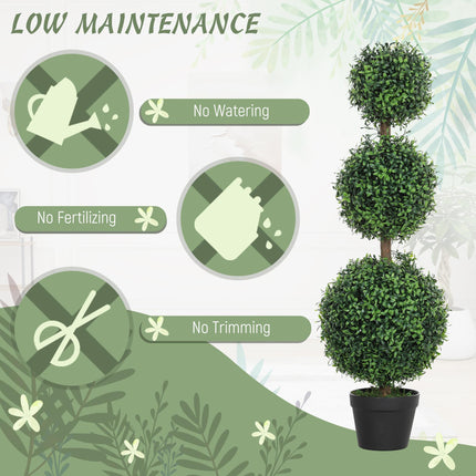 Set of 2 Artificial Topiary Ball-Shaped Boxwood Trees 100cm in Pot - Green