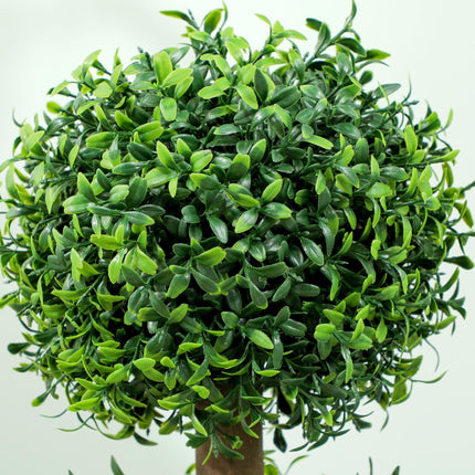 Set of 2 Artificial Topiary Ball-Shaped Boxwood Trees 100cm in Pot - Green