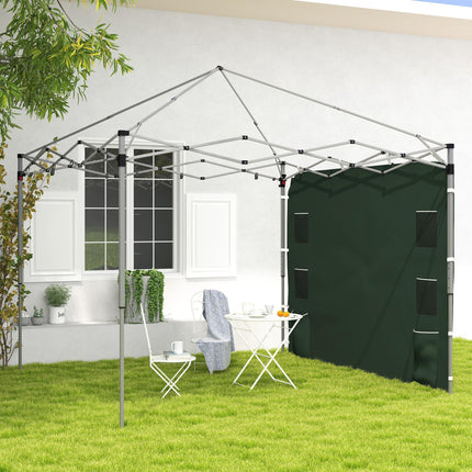 3x3m Gazebo Replacement Sidewall with Pockets & Mesh Bags - Green