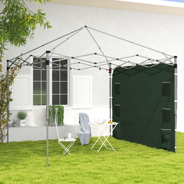3x3m Gazebo Replacement Sidewall with Pockets & Mesh Bags - Green