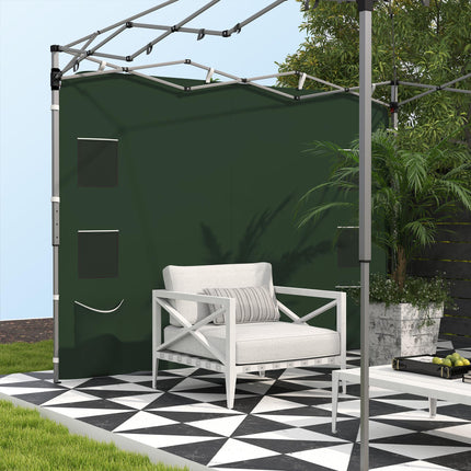 3x3m Gazebo Replacement Sidewall with Pockets & Mesh Bags - Green