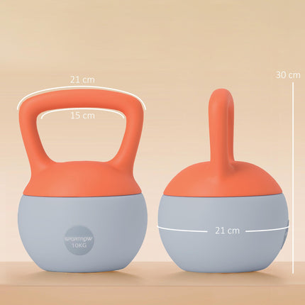 Soft 10kg Kettlebell with Non-Slip Handle for Home Gym Strength Training - Orange and Grey