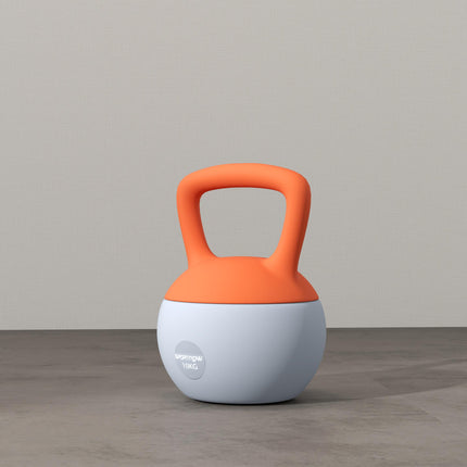 Soft 10kg Kettlebell with Non-Slip Handle for Home Gym Strength Training - Orange and Grey