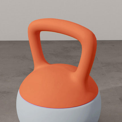 Soft 10kg Kettlebell with Non-Slip Handle for Home Gym Strength Training - Orange and Grey