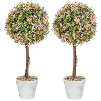 Set of 2 Artificial Murraya Flower Plants in Pots 60cm - Cream White