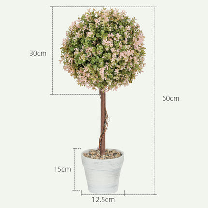 Set of 2 Artificial Murraya Flower Plants in Pots 60cm - Cream White