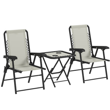 Three-Piece Garden Table and Chair Set - Cream White