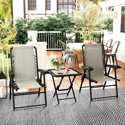 Three-Piece Garden Table and Chair Set - Cream White