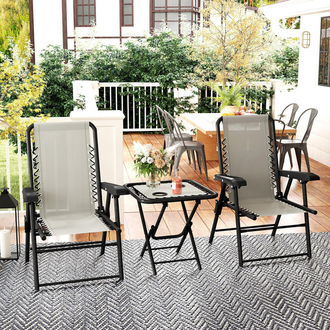 Three-Piece Garden Table and Chair Set - Cream White