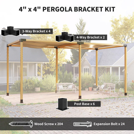 12PCS Pergola Kit, Pergola Brackets with 3-Way & 4-Way Corner Brackets for 9.6 x 9.6 cm (Actual 9.2 x 9.2 cm) Lumber