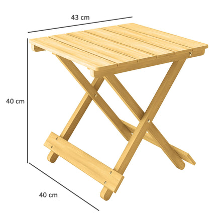 Foldable Wooden Outdoor Coffee Table - Natural Wood Finish