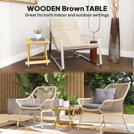 Foldable Wooden Outdoor Coffee Table - Natural Wood Finish