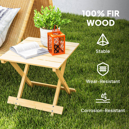 Foldable Wooden Outdoor Coffee Table - Natural Wood Finish