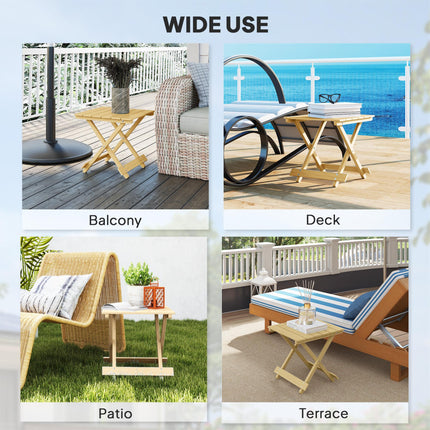 Foldable Wooden Outdoor Coffee Table - Natural Wood Finish