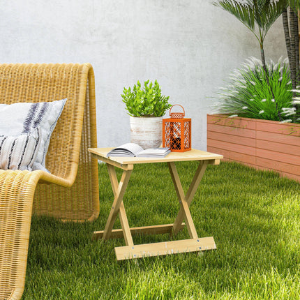 Foldable Wooden Outdoor Coffee Table - Natural Wood Finish