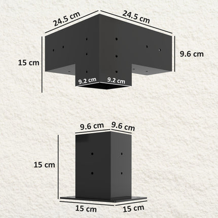 DIY Pergola Kit with 3-Way Corner Brackets & Post Bases for 4x4 Lumber - Black