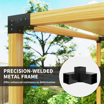 DIY Pergola Kit with 3-Way Corner Brackets & Post Bases for 4x4 Lumber - Black