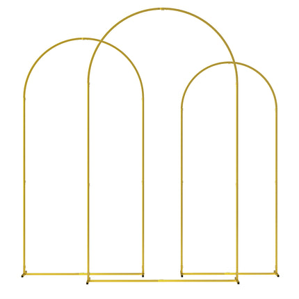 Wedding Arch Frame Set 2.2m, 2m, 1.8m Metal Balloon Arch Stand for Party, Bridal Shower, Graduation - Gold Tone