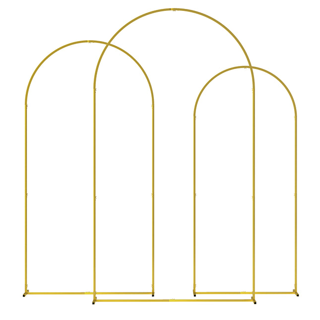 Wedding Arch Frame Set 2.2m, 2m, 1.8m Metal Balloon Arch Stand for Party, Bridal Shower, Graduation - Gold Tone