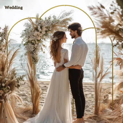 Wedding Arch Frame Set 2.2m, 2m, 1.8m Metal Balloon Arch Stand for Party, Bridal Shower, Graduation - Gold Tone