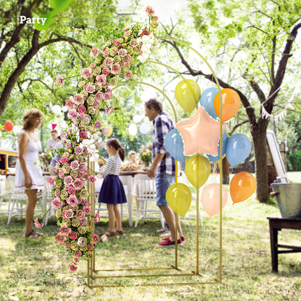Wedding Arch Frame Set 2.2m, 2m, 1.8m Metal Balloon Arch Stand for Party, Bridal Shower, Graduation - Gold Tone