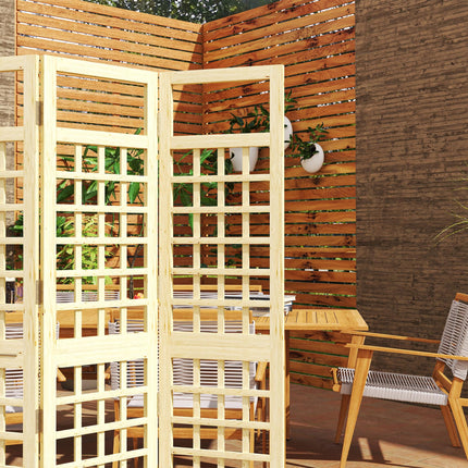 3-Panel Foldable Wooden Garden Privacy Screen 120x170cm - Natural Wood Finish