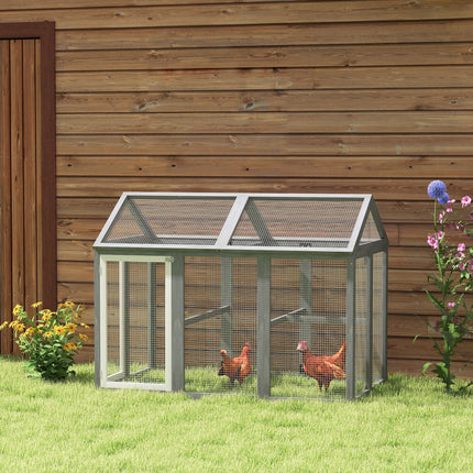 Large Wooden Chicken Run with Combinable Design - Grey