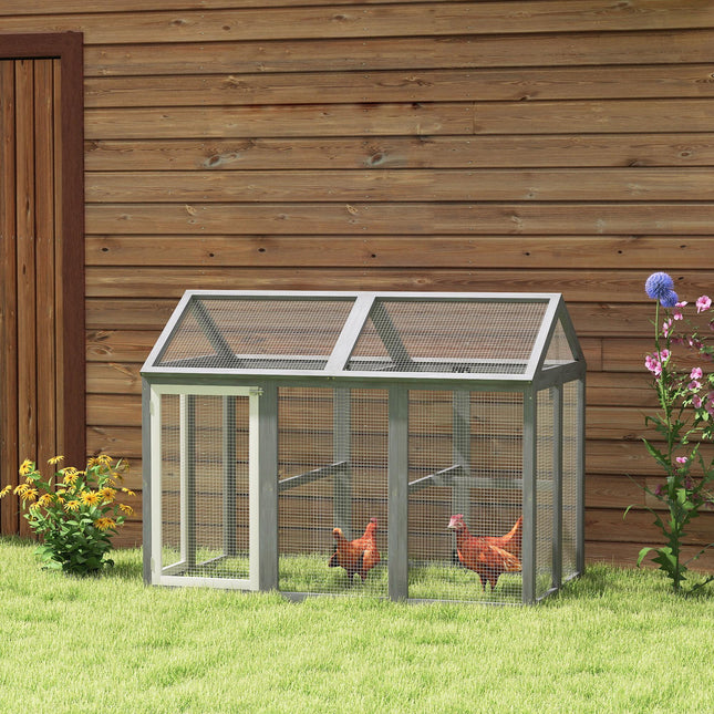 Large Wooden Chicken Run with Combinable Design - Grey