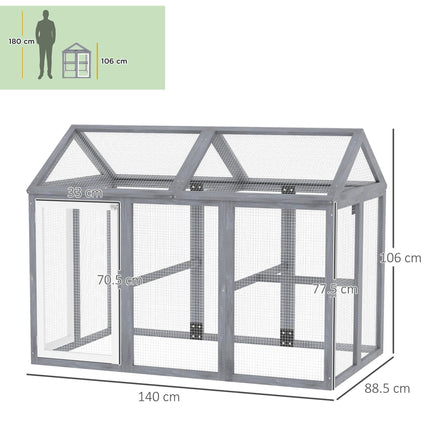 Large Wooden Chicken Run with Combinable Design - Grey
