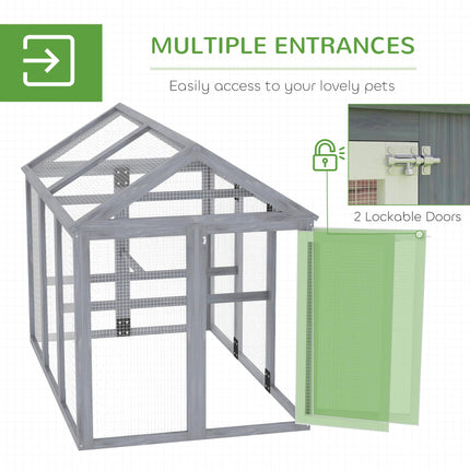 Large Wooden Chicken Run with Combinable Design - Grey