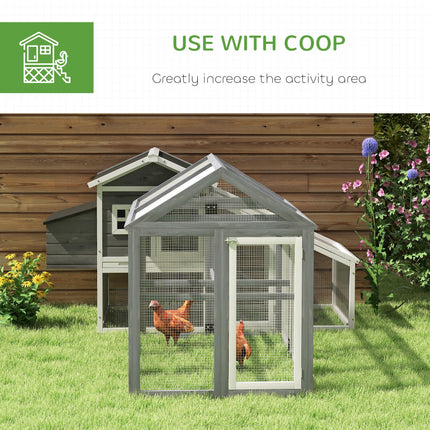 Large Wooden Chicken Run with Combinable Design - Grey