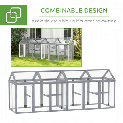 Large Wooden Chicken Run with Combinable Design - Grey