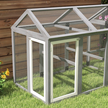 Large Wooden Chicken Run with Combinable Design - Grey