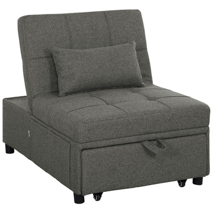 Four-In-One Single Sleeper Chair Bed with Adjustable Backrest - Dark Grey
