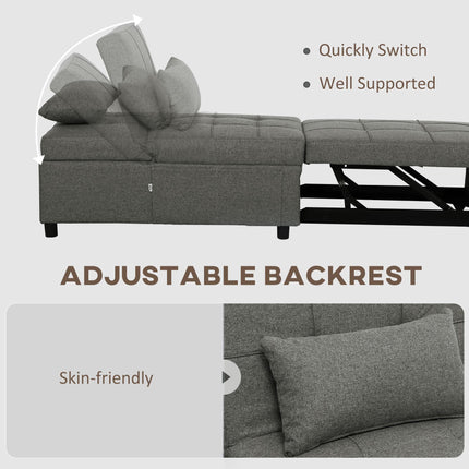 Four-In-One Single Sleeper Chair Bed with Adjustable Backrest - Dark Grey