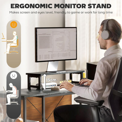 168cm Reversible L Shaped Industrial Corner Desk with Adjustable Shelf, Storage Bag & Monitor Stand, 240cm 2 Person Desk - Black