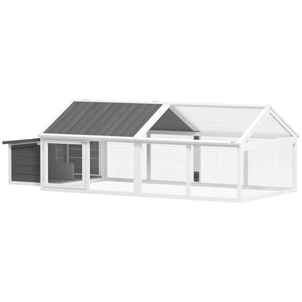 Wooden Chicken Coop with Nesting Box for 4-8 Chickens, Openable Roof - White