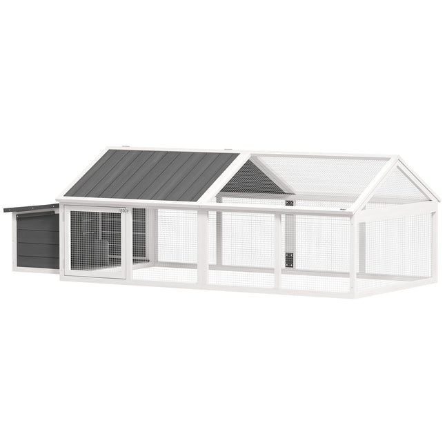 Wooden Chicken Coop with Nesting Box for 4-8 Chickens, Openable Roof - White