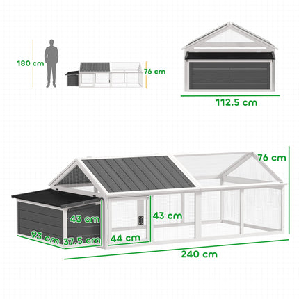 Wooden Chicken Coop with Nesting Box for 4-8 Chickens, Openable Roof - White
