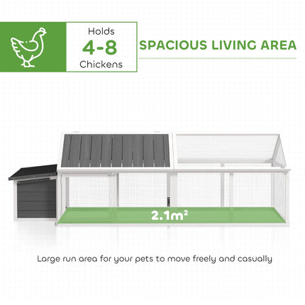 Wooden Chicken Coop with Nesting Box for 4-8 Chickens, Openable Roof - White