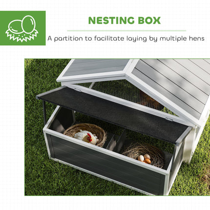 Wooden Chicken Coop with Nesting Box for 4-8 Chickens, Openable Roof - White