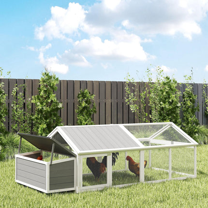 Wooden Chicken Coop with Nesting Box for 4-8 Chickens, Openable Roof - White